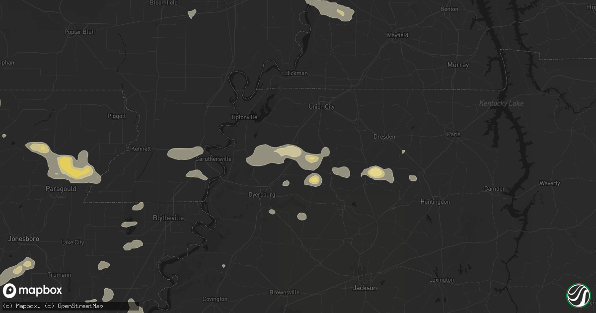 Hail map in Trimble, TN on June 13, 2026