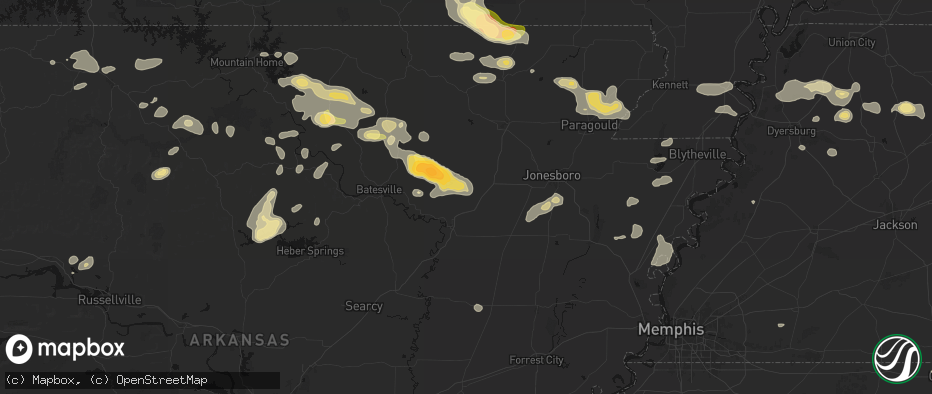 Hail map in Tuckerman, AR on June 13, 2026