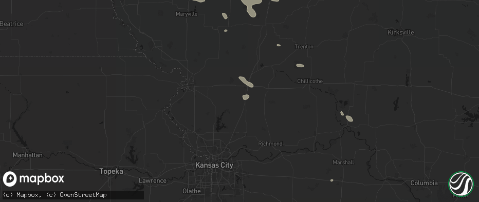 Hail map in Turney, MO on June 13, 2026