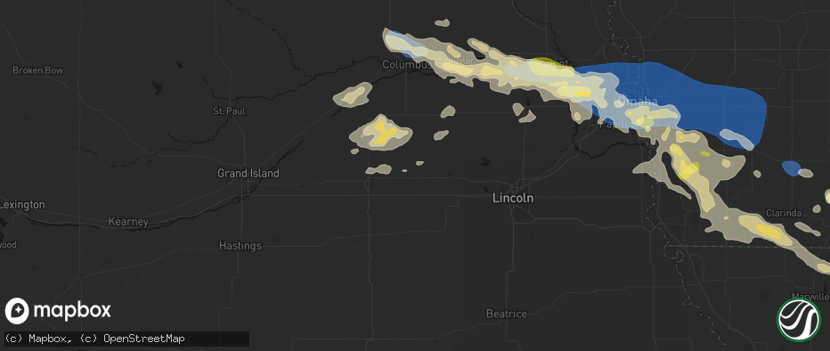 Hail map in Utica, NE on June 13, 2026