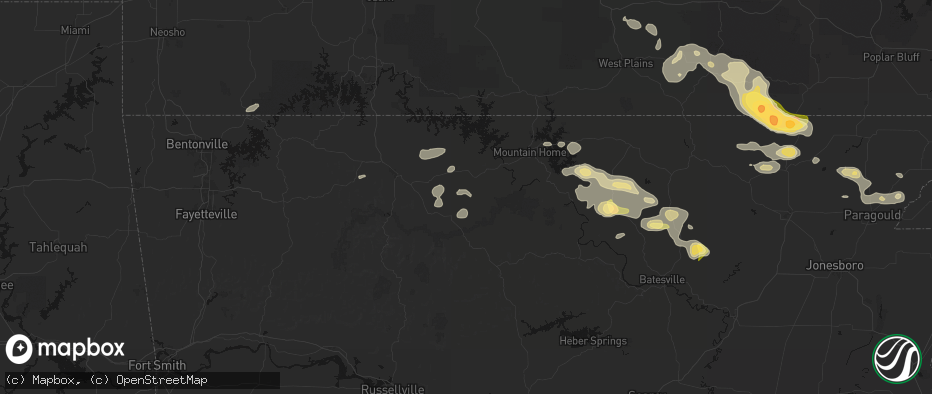 Hail map in Valley Springs, AR on June 13, 2026