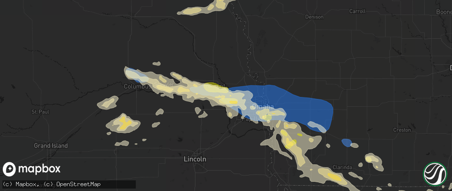 Hail map in Valley, NE on June 13, 2026