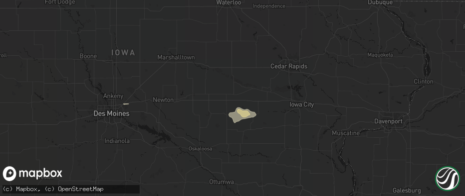 Hail map in Victor, IA on June 13, 2026