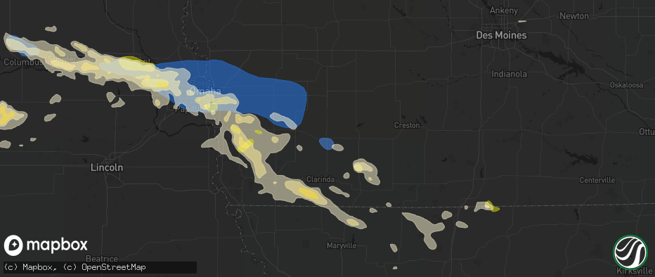 Hail map in Villisca, IA on June 13, 2026