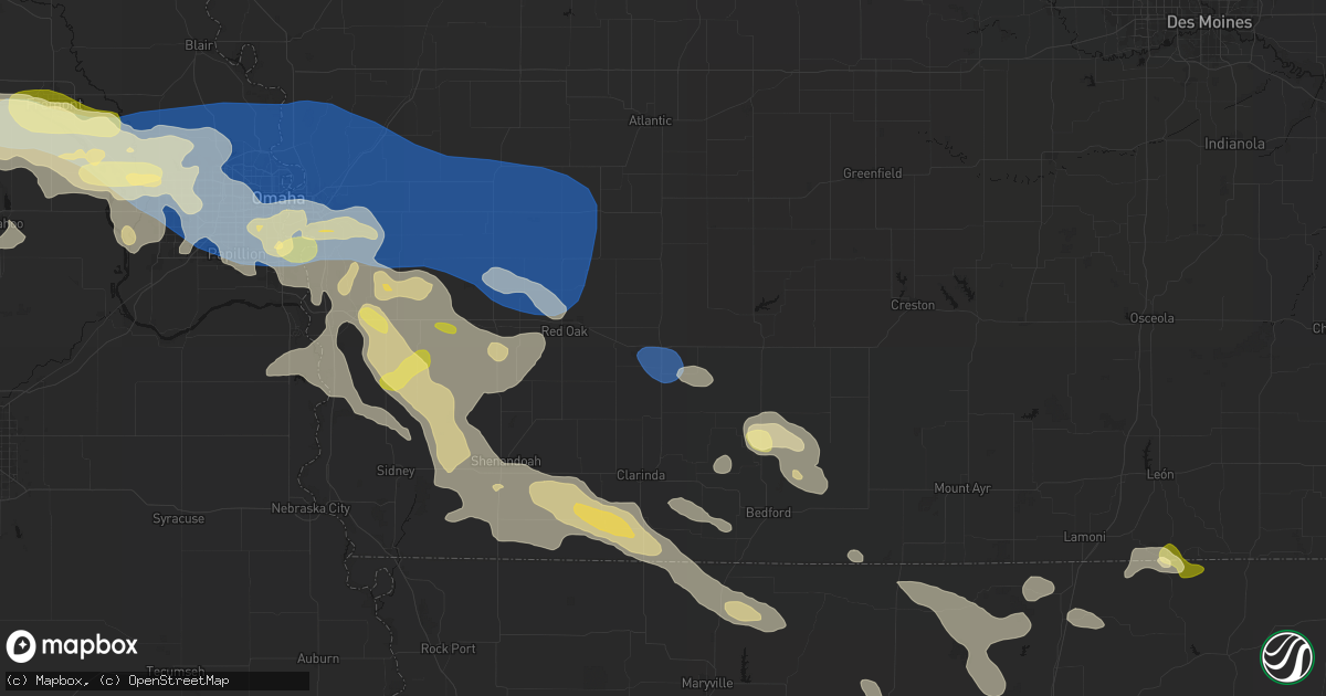 Hail map in Villisca, IA on June 13, 2026