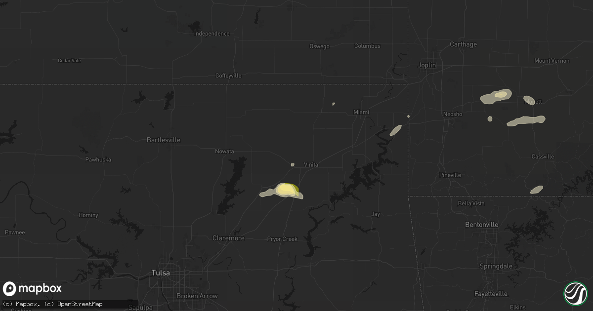 Hail map in Vinita, OK on June 13, 2026