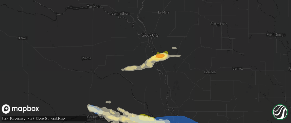 Hail map in Walthill, NE on June 13, 2026