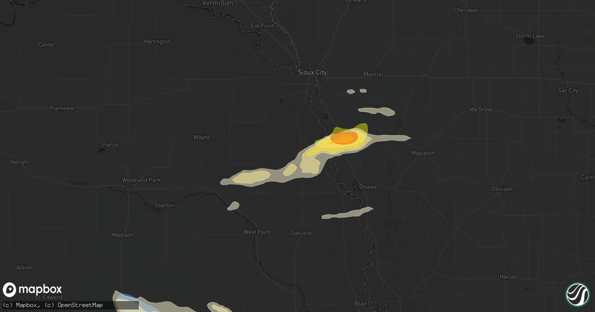 Hail map in Walthill, NE on June 13, 2026