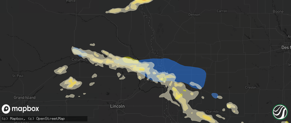 Hail map in Washington, NE on June 13, 2026