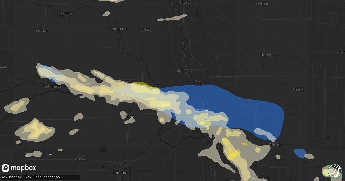 Hail map in Washington, NE on June 13, 2026