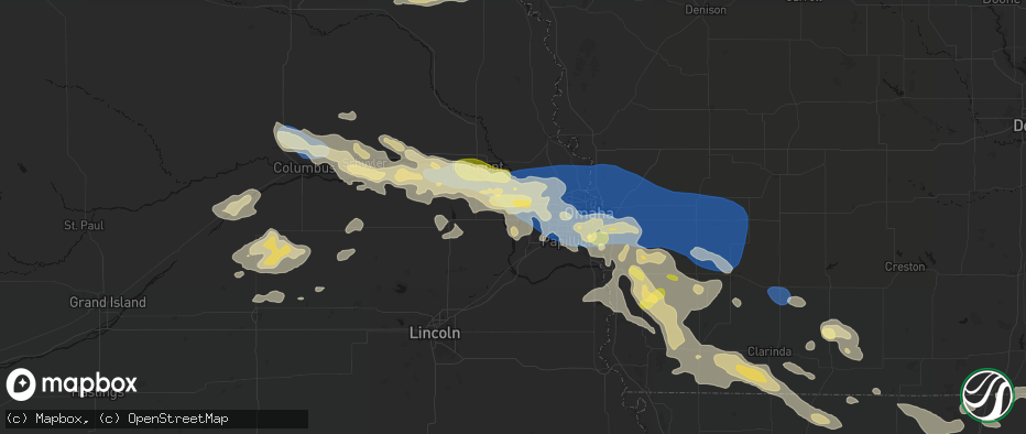 Hail map in Waterloo, NE on June 13, 2026