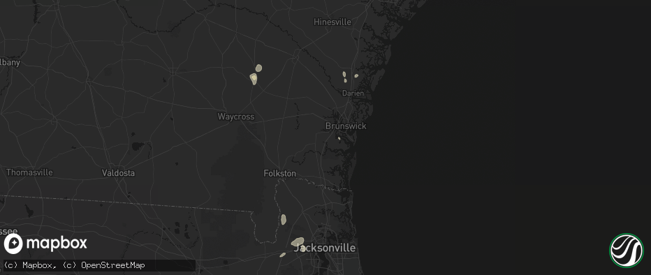 Hail map in Waverly, GA on June 13, 2026