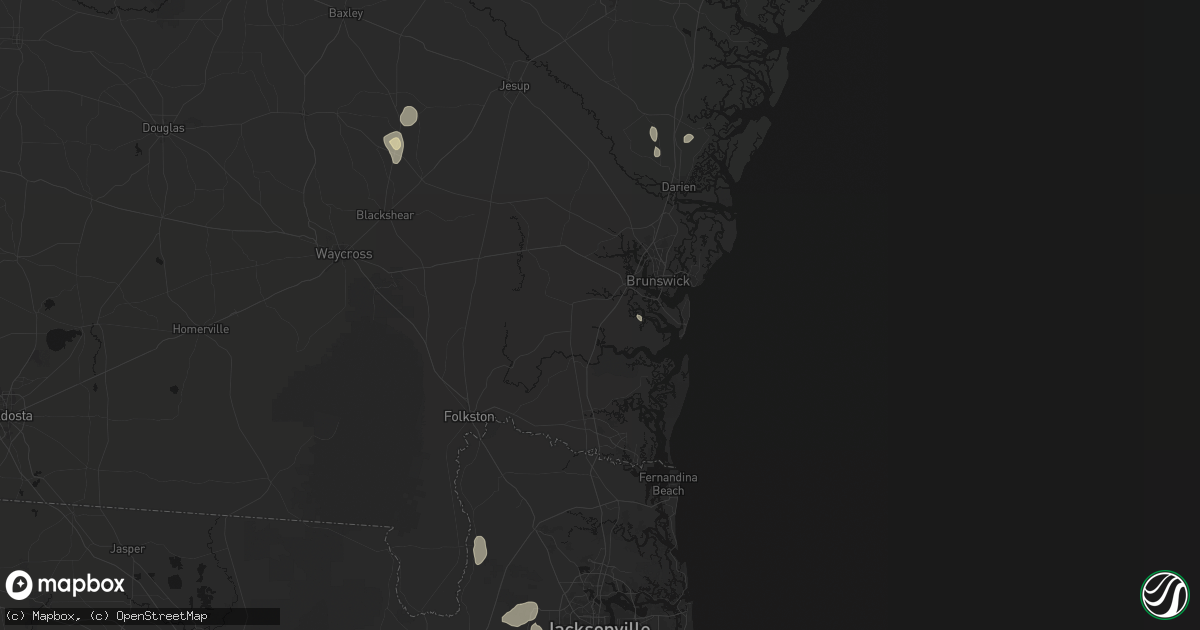 Hail map in Waverly, GA on June 13, 2026