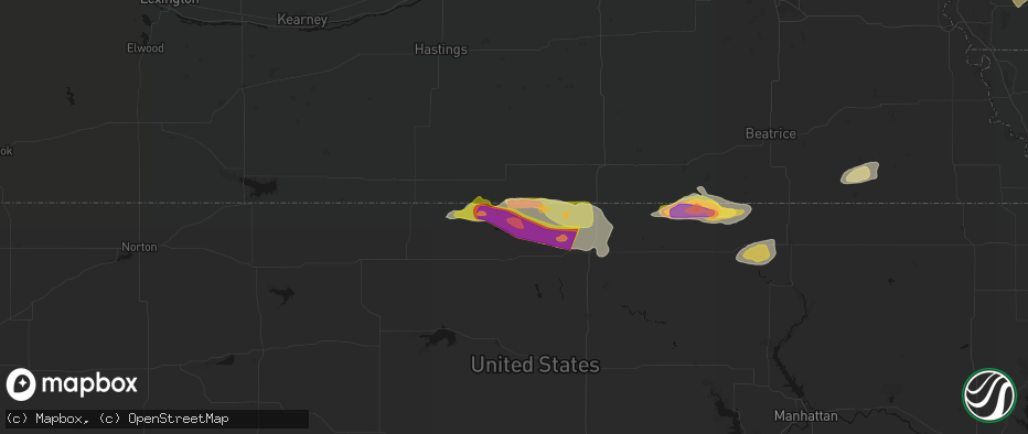 Hail map in Webber, KS on June 13, 2026