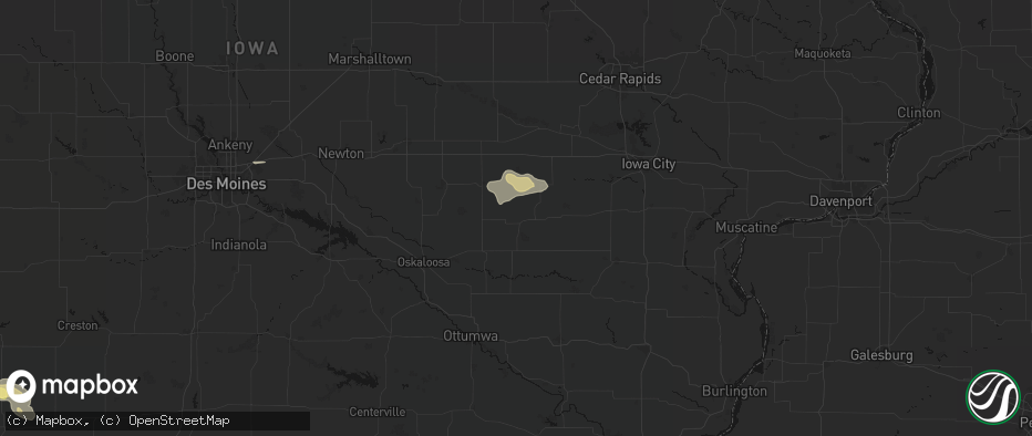 Hail map in Webster, IA on June 13, 2026