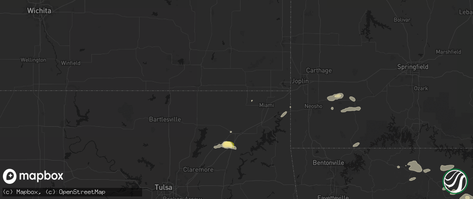 Hail map in Welch, OK on June 13, 2026