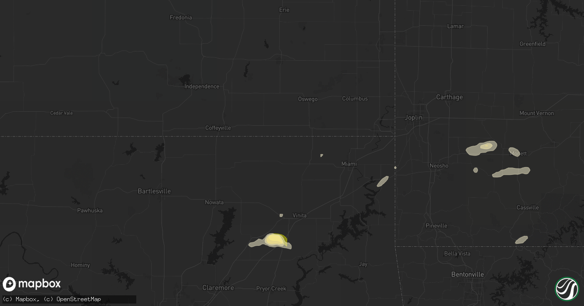Hail map in Welch, OK on June 13, 2026