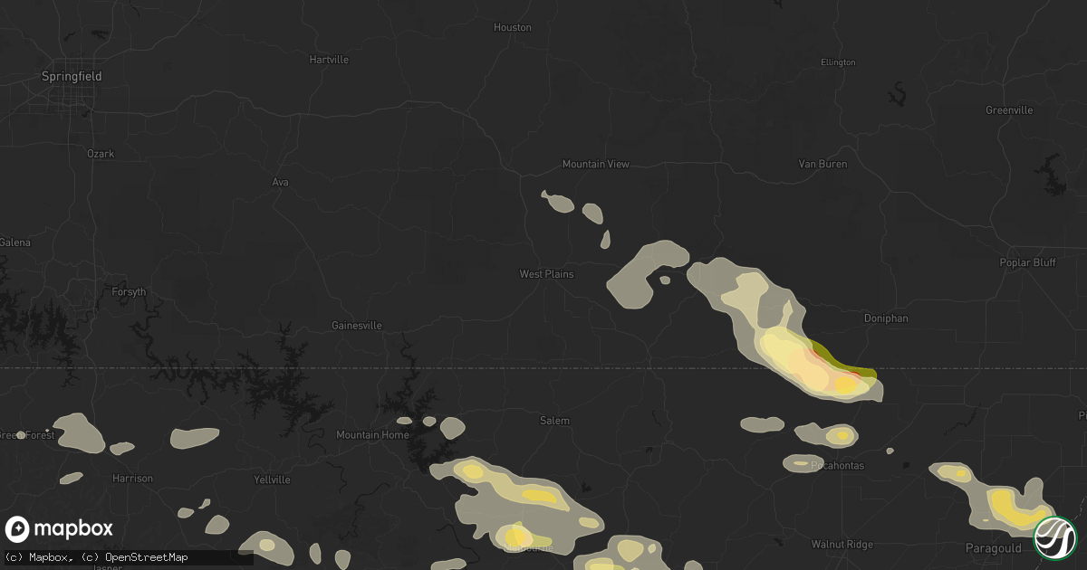 Hail map in West Plains, MO on June 13, 2026