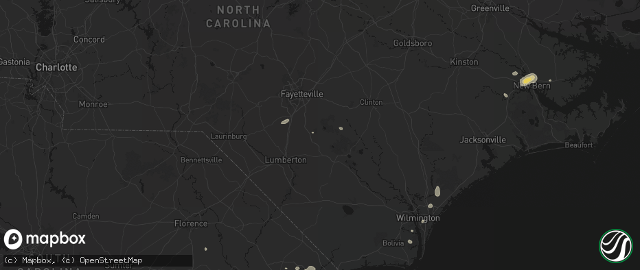 Hail map in White Oak, NC on June 13, 2026