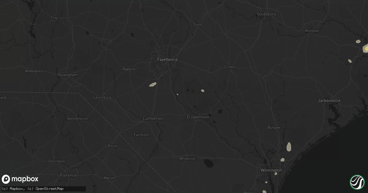 Hail map in White Oak, NC on June 13, 2026