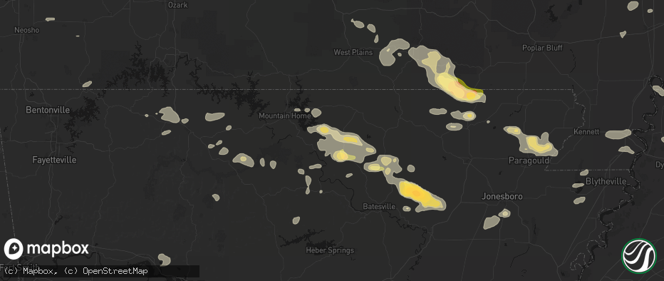 Hail map in Wideman, AR on June 13, 2026