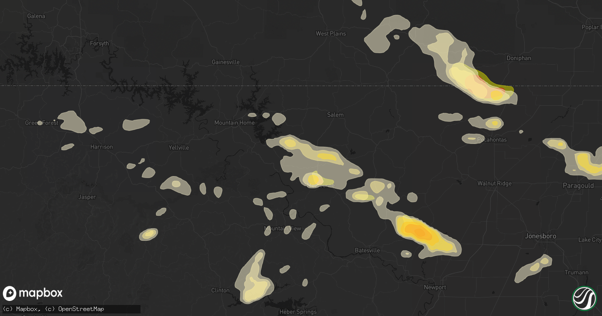 Hail map in Wideman, AR on June 13, 2026