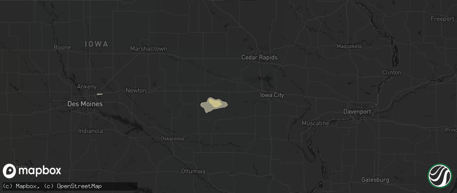 Hail map in Williamsburg, IA on June 13, 2026