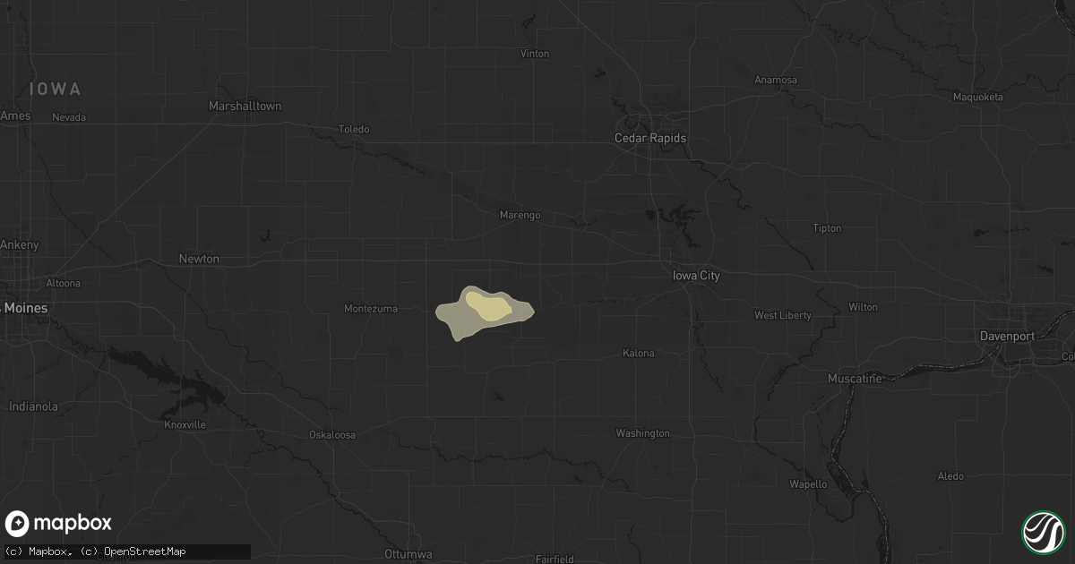 Hail map in Williamsburg, IA on June 13, 2026