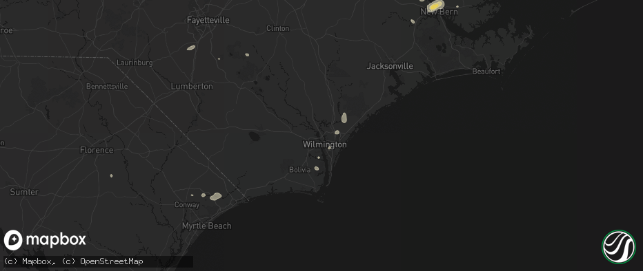 Hail map in Wilmington, NC on June 13, 2026