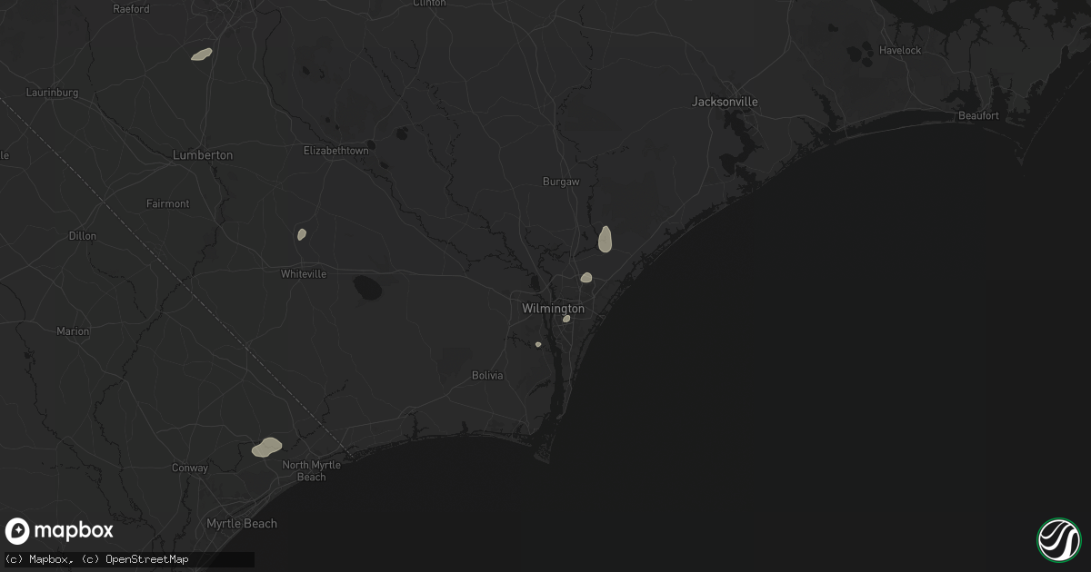 Hail map in Wilmington, NC on June 13, 2026