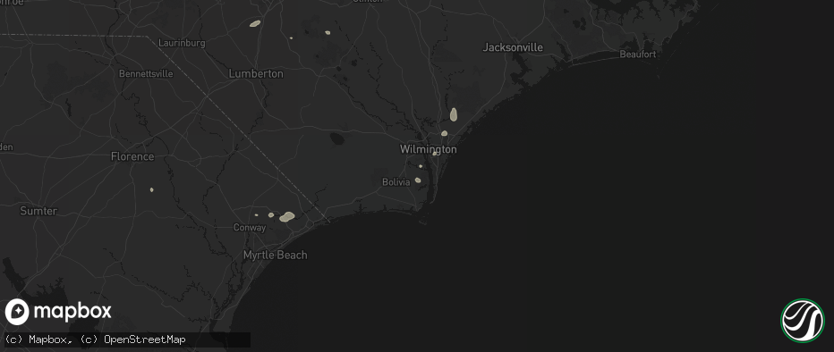 Hail map in Winnabow, NC on June 13, 2026
