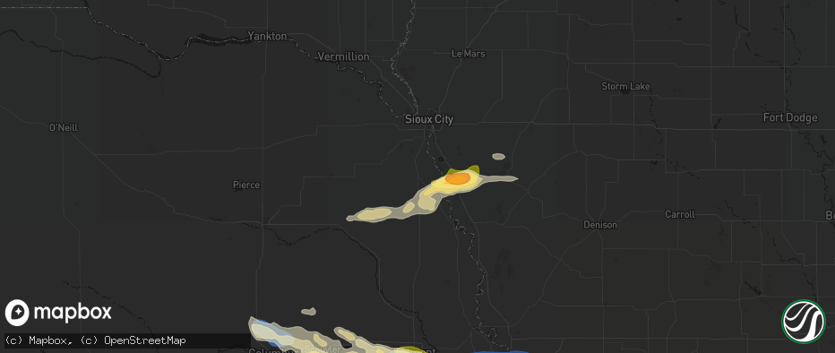 Hail map in Winnebago, NE on June 13, 2026