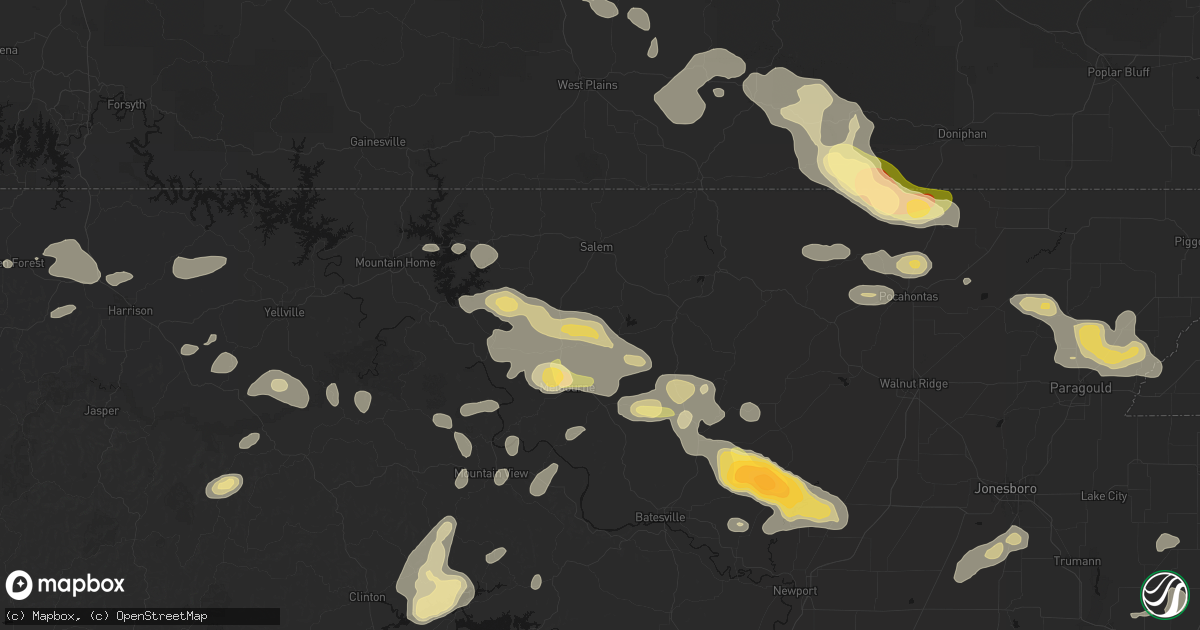 Hail map in Wiseman, AR on June 13, 2026