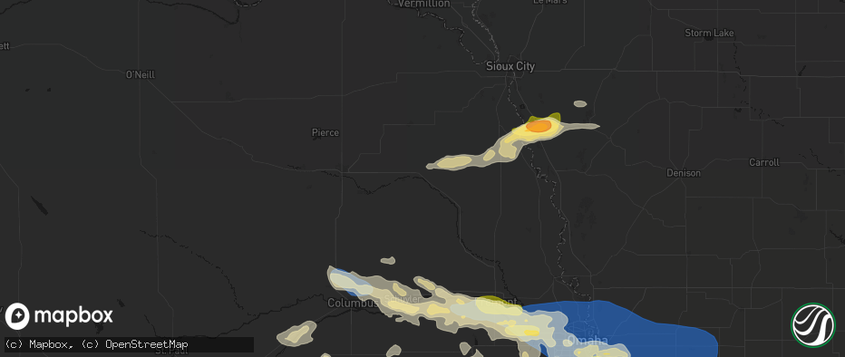 Hail map in Wisner, NE on June 13, 2026