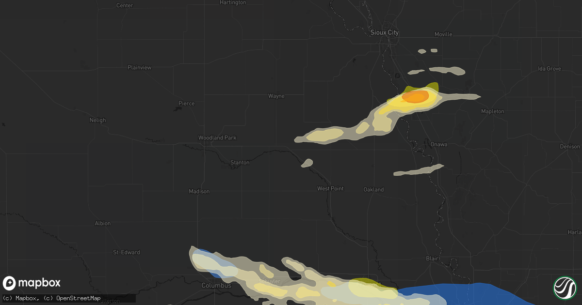 Hail map in Wisner, NE on June 13, 2026