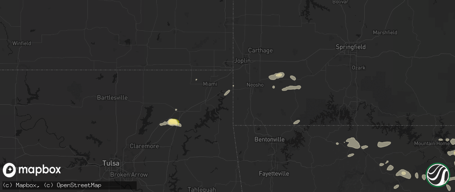 Hail map in Wyandotte, OK on June 13, 2026