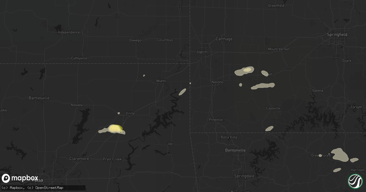 Hail map in Wyandotte, OK on June 13, 2026