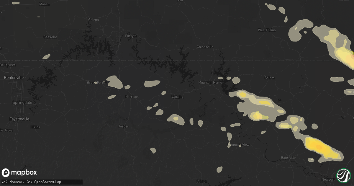 Hail map in Yellville, AR on June 13, 2026