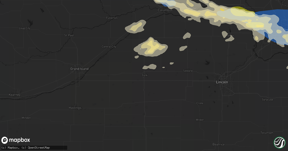 Hail map in York, NE on June 13, 2026