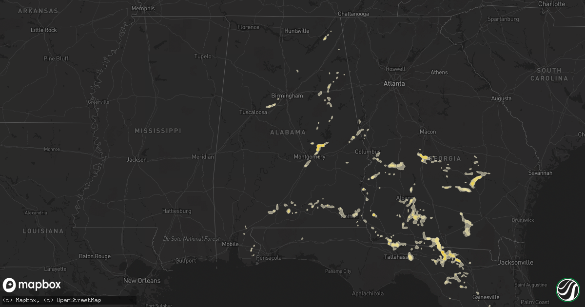 Hail map in Alabama on June 14, 2012