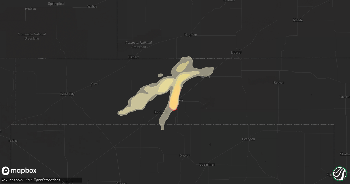 Hail map in Guymon, OK on June 14, 2012