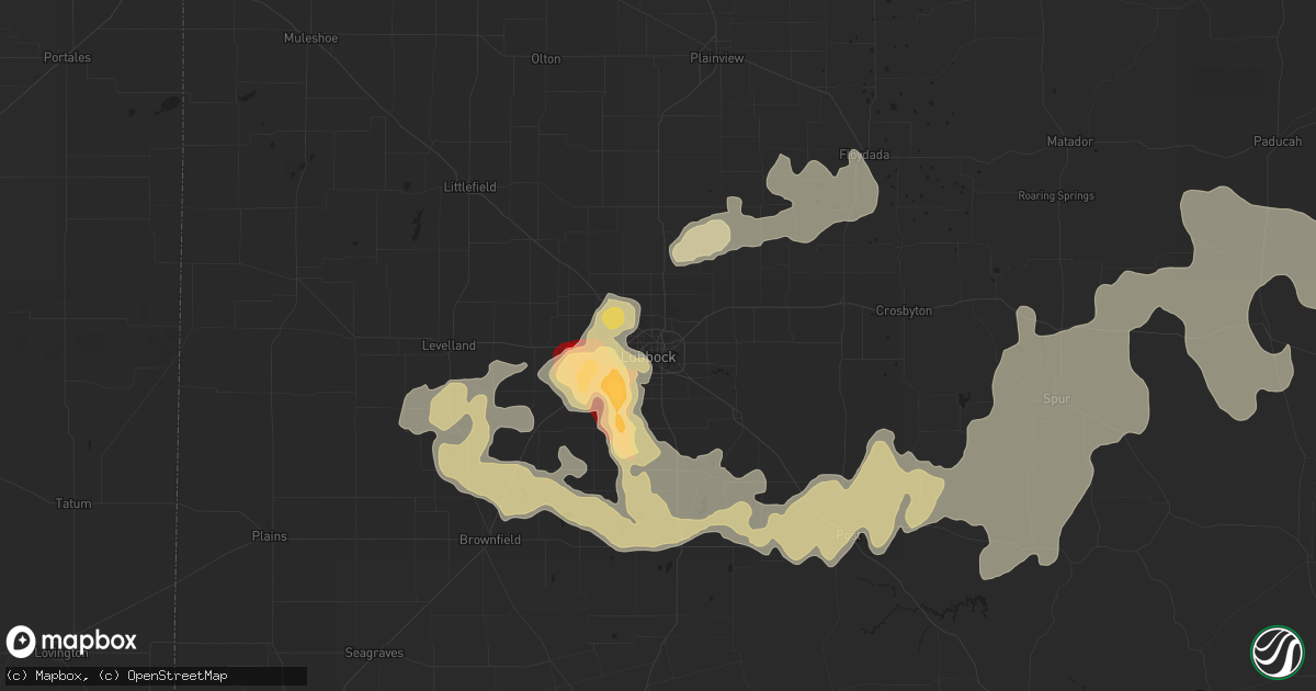 Hail map in Lubbock, TX on June 14, 2012
