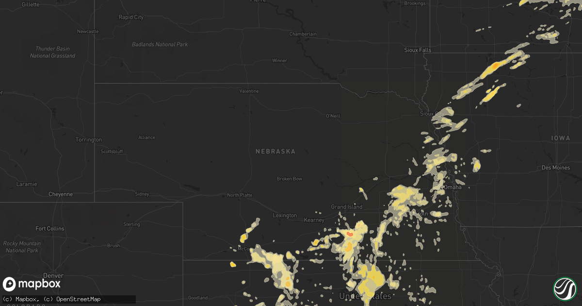 Hail map in Nebraska on June 14, 2012