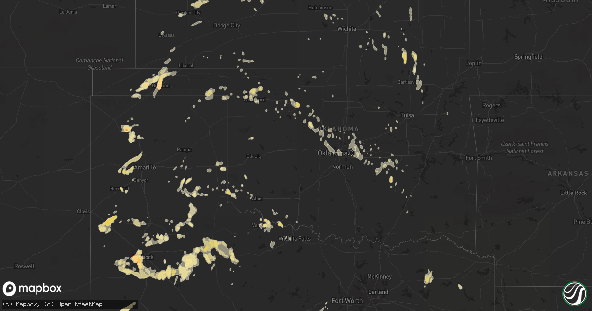 Hail map in Oklahoma on June 14, 2012