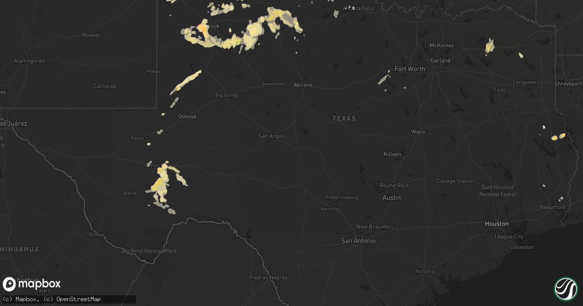 Hail map in Texas on June 14, 2012