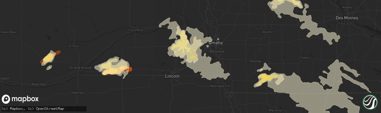 Hail map in Ashland, NE on June 14, 2013