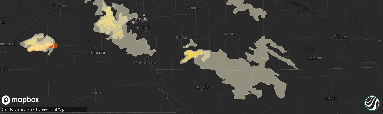 Hail map in Clarinda, IA on June 14, 2013