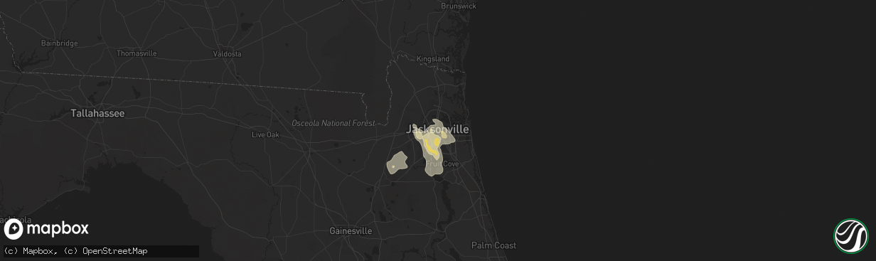 Hail map in Jacksonville, FL on June 14, 2013