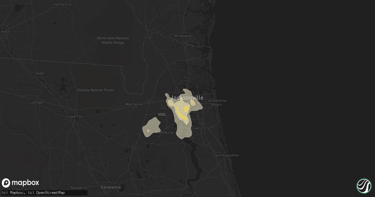 Hail map in Jacksonville, FL on June 14, 2013