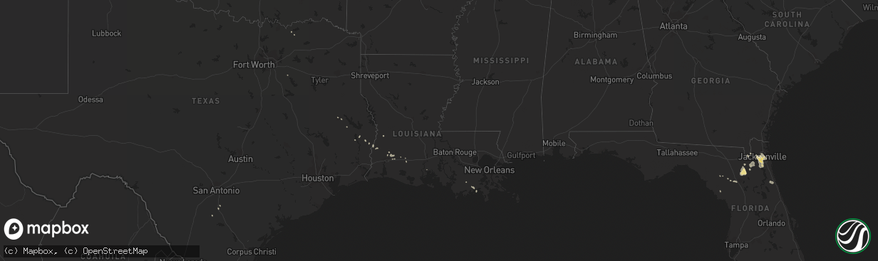 Hail map in Louisiana on June 14, 2013